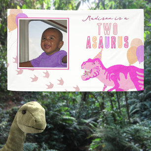 T-Rex Rosa Foto jedes Alter Dinosaurier Kinder Par Banner