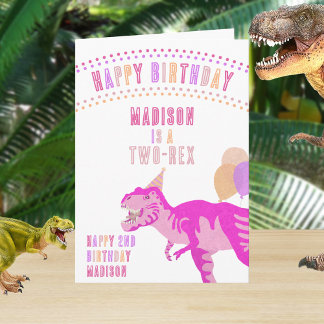 T-Rex Rosa jedes Alter Dinosaurier glücklich Gebur Karte