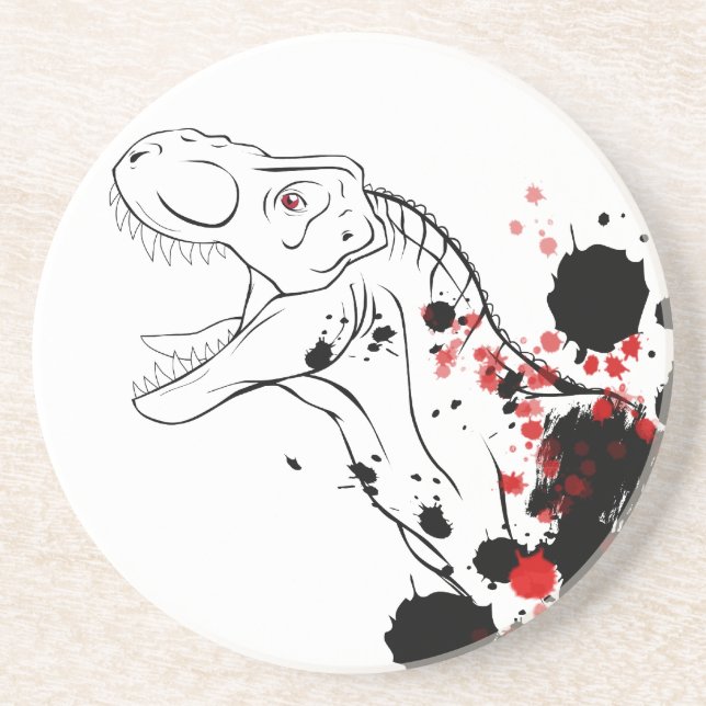 T-Rex (rot und schwarz) Getränkeuntersetzer (Vorne)