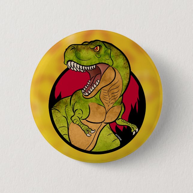T-Rex Rothintergrund Button (Vorderseite)