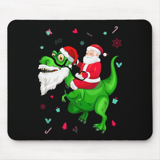 T-rex Santa Ride Funny Ugly Christmas Toddler_kids Mousepad (Vorne)