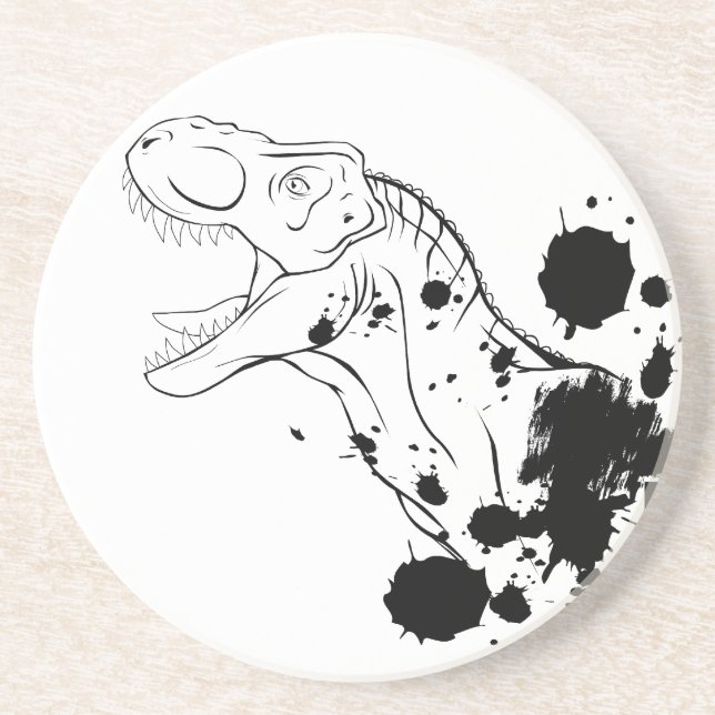 T-Rex (schwarz und weiß) Untersetzer (Vorne)