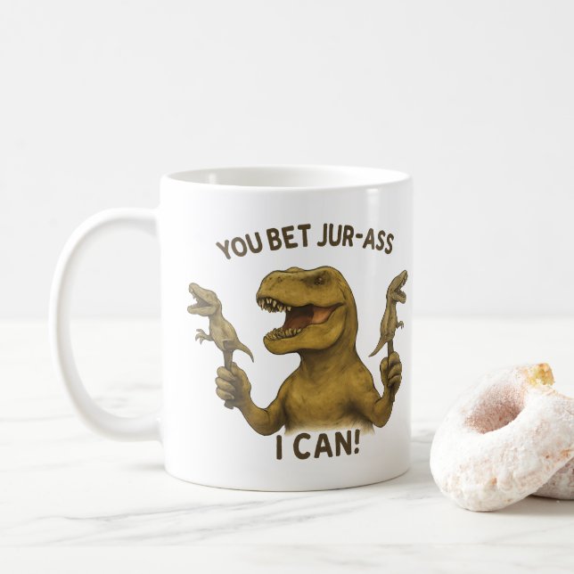 T-Rex Sie setzen Jur-Ass ich kann Kaffeetasse (Mit Donut)