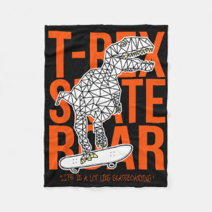 T-Rex Skate Roar Lustige Skizzenzeichnung Dinosaur Fleecedecke