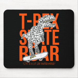T-Rex Skate Roar Lustige Skizzenzeichnung Dinosaur Mousepad