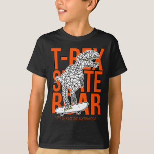 T-Rex Skate Roar Lustige Skizzenzeichnung Dinosaur T-Shirt
