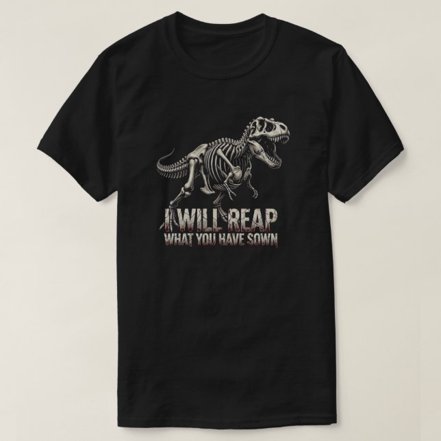 T-Rex-Skelett Dark Fantasy T-Shirt (Design vorne)