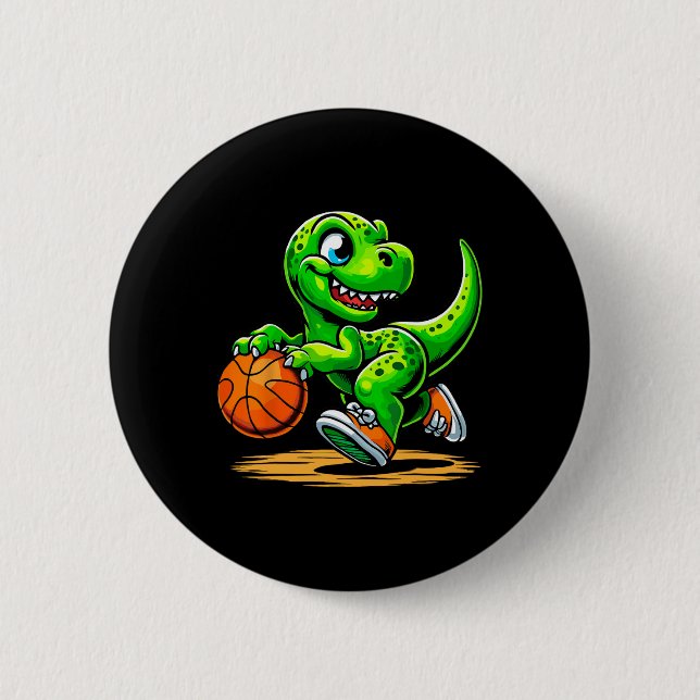 T-Rex Skelett Spieler Dinosaurier  Button (Vorderseite)