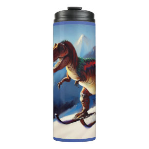 T Rex Skiing Thermosbecher