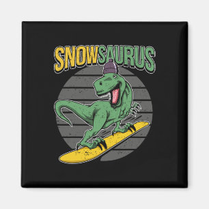 T-rex Snowboarding Dinosaur Snowboard Magnet