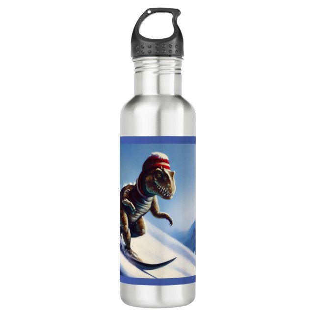 T Rex Snowboarding Edelstahlflasche (Vorderseite)
