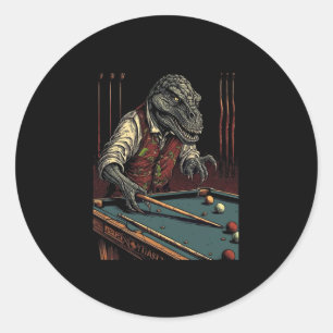 T Rex spielt Billard Dinosaurier Billardspieler D Runder Aufkleber