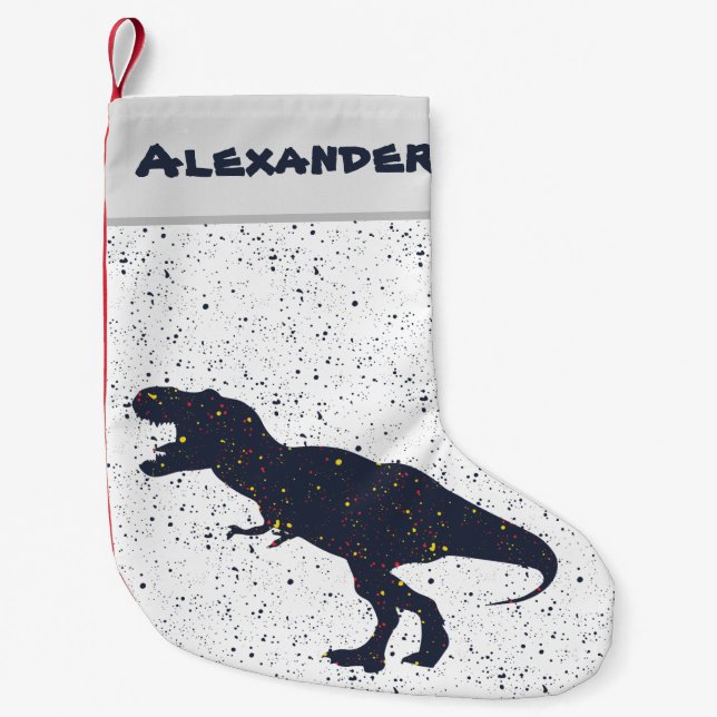 T-Rex Spritzer Paint Custom Christmas Strumpf Kleiner Weihnachtsstrumpf (Vorderseite)