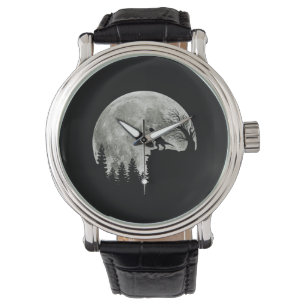 T Rex Stehend auf Mondschein Halloween Armbanduhr