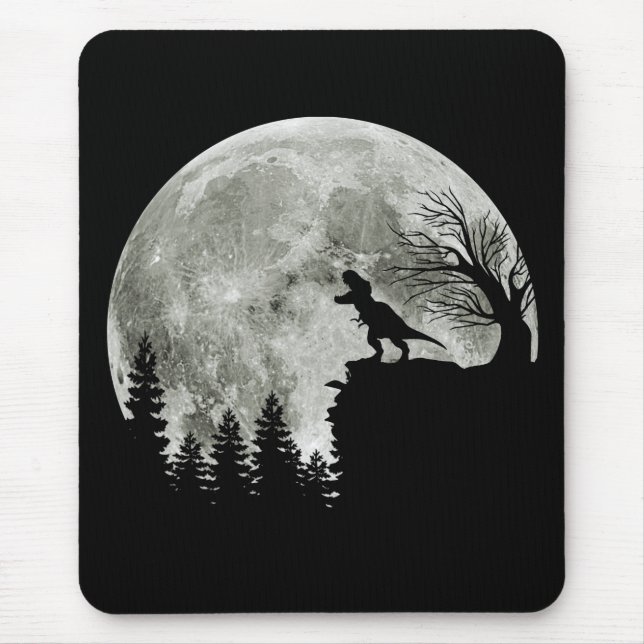 T Rex Stehend auf Mondschein Halloween Mousepad (Vorne)