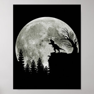 T Rex Stehend auf Mondschein Halloween Poster