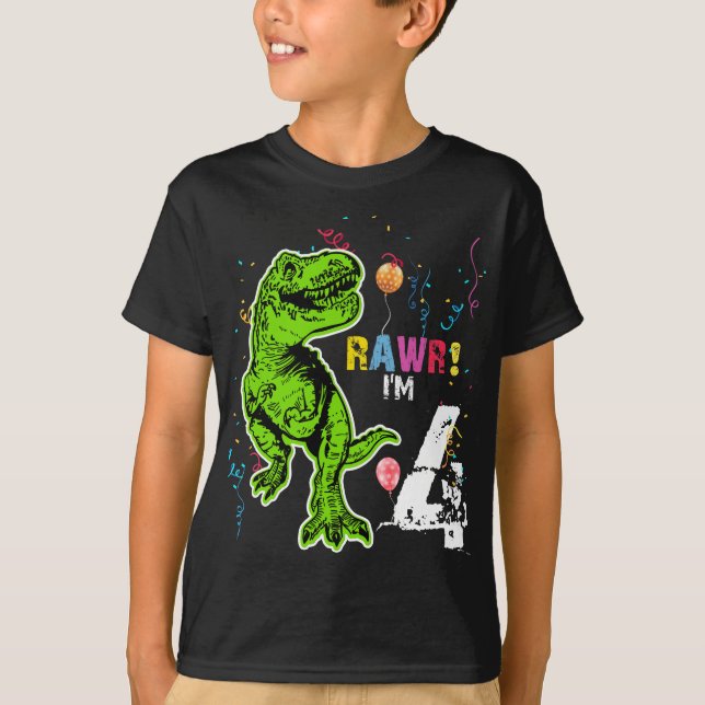T-Rex T-Shirt pour anniversaire personnalisé Dinos (Devant)