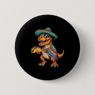 T-Rex-Taco-Fest Cinco de Mayo Dino mit Sombrero Button