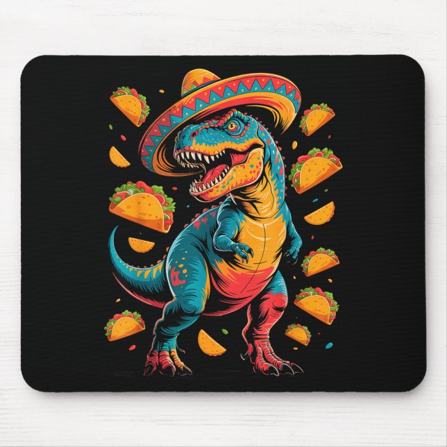 T-Rex-Taco-Fest Cinco de Mayo Dino mit Sombrero Mousepad (Vorne)
