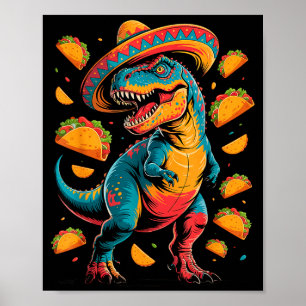 T-Rex-Taco-Festival Cinco de Mayo Dino mit Sombrer Poster