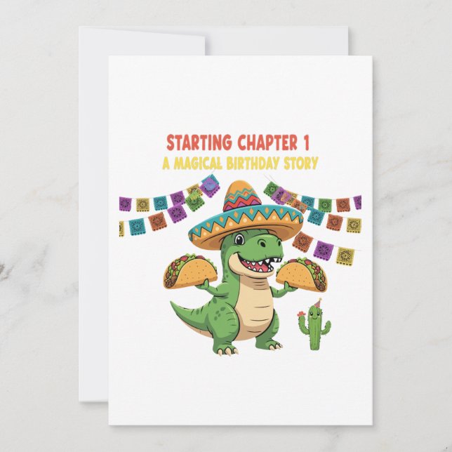 T-Rex Taco Fiesta | Beginn des Kapitels Einladung (Vorderseite)