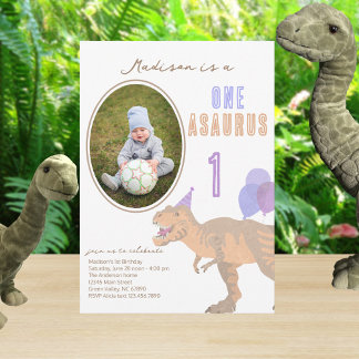 T-Rex-Tan-Foto jedes Alter Niedlich 1. Geburtstag  Einladung