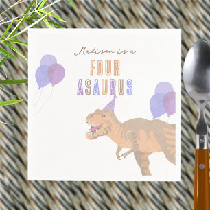 T-Rex Tan Niedlich jedes Alter Dinosaurier Geburts Serviette