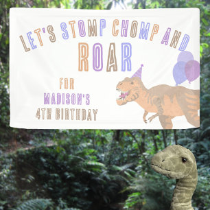 T-Rex Tan Stomp Chomp Roar Dinosaur Geburtstag Banner