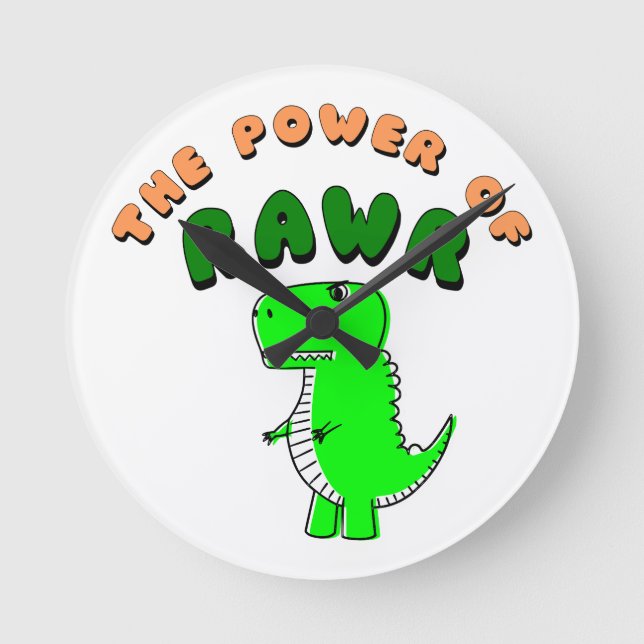 T-Rex The Power Of RAWR Runde Wanduhr (Vorderseite)