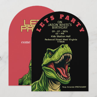 T-Rex Themed Boy Birthday Invitation Einladung