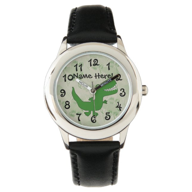 T-Rex Tyrannosaurus Rex Dinosaur Cartoon Kids Boys Armbanduhr (Vorderseite)