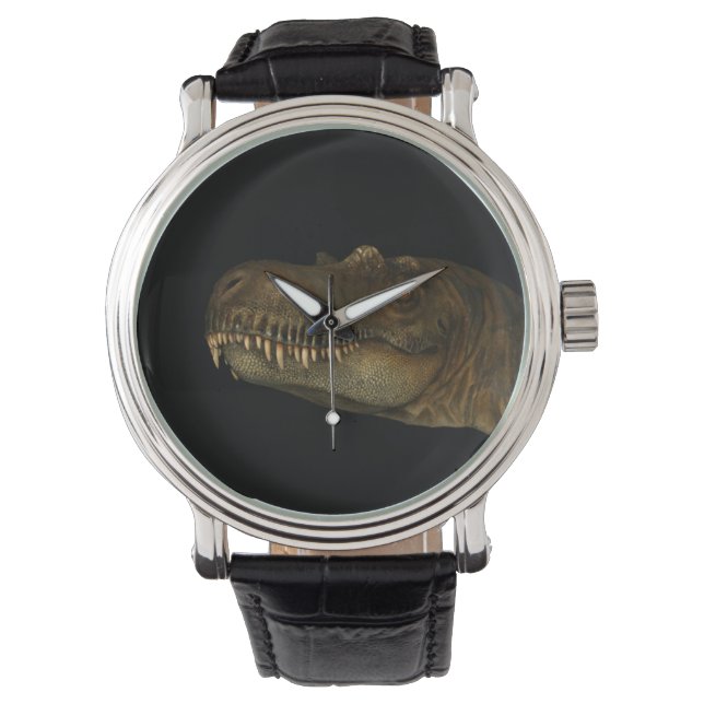 T-Rex Tyrannosaurus Rex Dinosaur Head Dino Face Armbanduhr (Vorderseite)