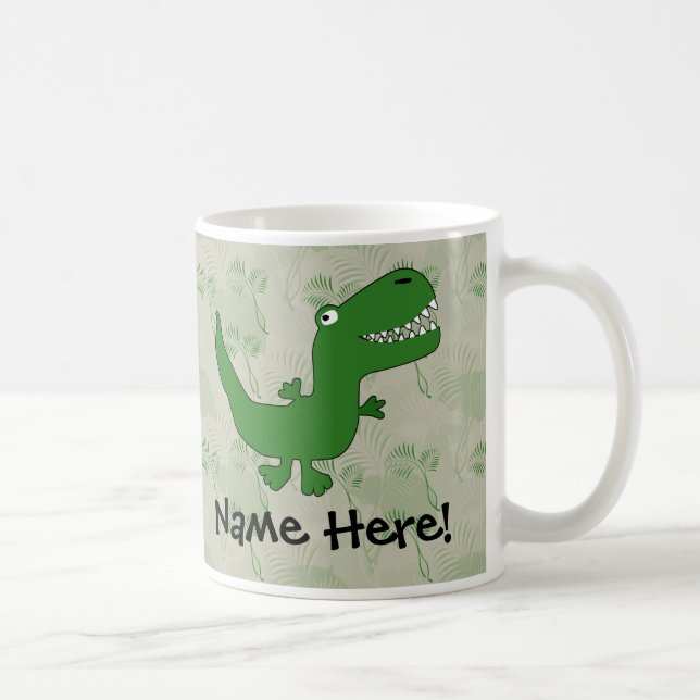 T-Rex Tyrannosaurus Rex Dinosaurier-Cartoon Kaffeetasse (Rechts)