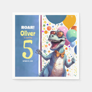 T-Rex Tyronasaurus Dinosaur Farbiger Geburtstag Serviette