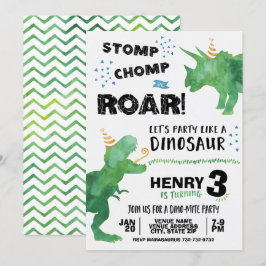 T Rex und Triceratops Dinosaur Geburtstagseinladun Einladung