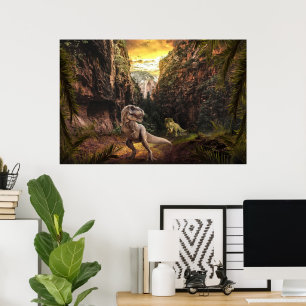 T-Rex und Triceratops Poster