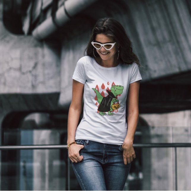 T Rex Vampire Dinosaur Halloween T-Shirt (Von Creator hochgeladen)