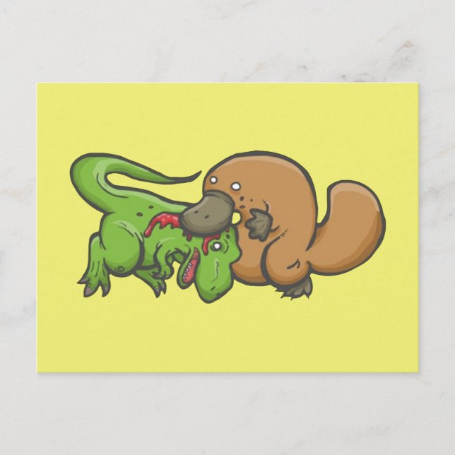 T-rex vs Platypus Postkarte (Vorderseite)