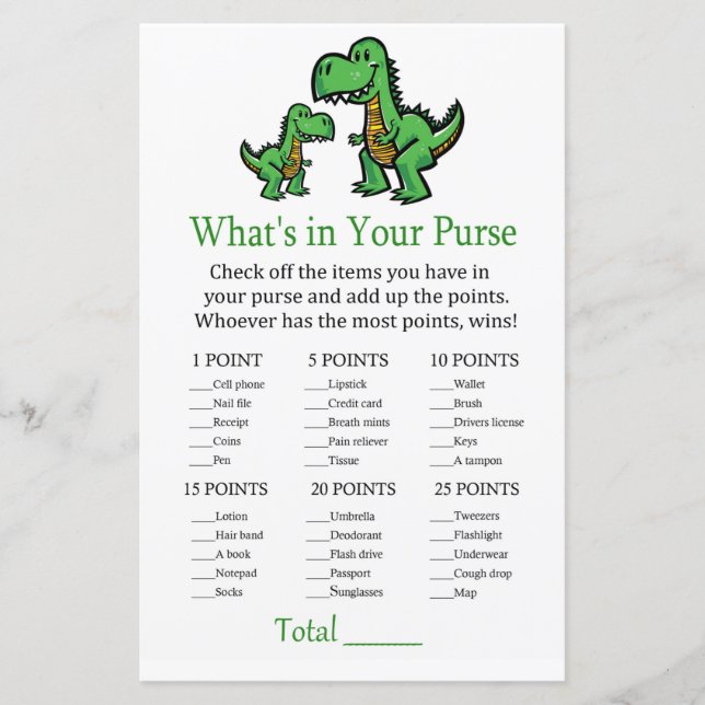 T-rex Was ist in deinem Handyspiel Babydusche? (Vorderseite)