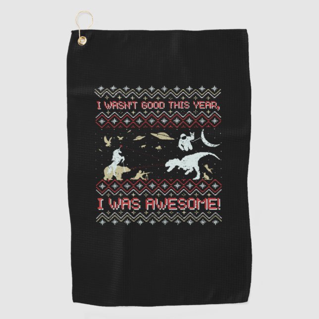 T-Rex Weihnachten Golfhandtuch (Vorderseite)