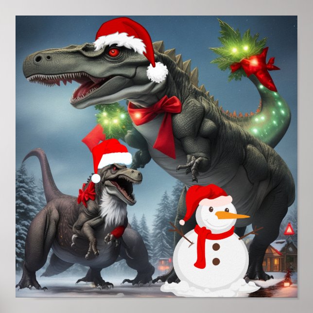 T-Rex Weihnachten Poster (Vorne)