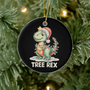 T-Rex Weihnachts-Dinosaurier Xmas Lichter T Rex Keramik Ornament