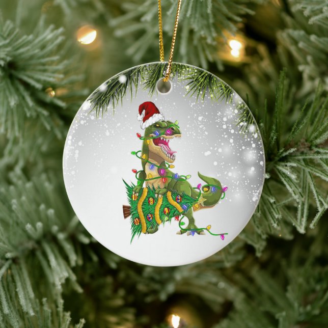 T-Rex Weihnachtsgeschenk für T-Rex Erwachsenenkid Keramik Ornament (Baum)