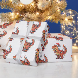 T-Rex Weihnachtslicht Funny Kids Wrapping Paper Geschenkpapier