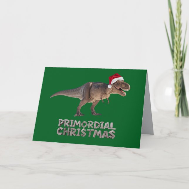 T-Rex-Weihnachtsmannmütze Karte (Vorderseite)