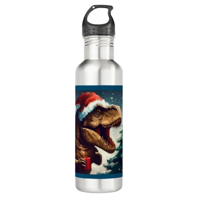 T-Rex zu Weihnachten 1 Edelstahlflasche (Vorderseite)