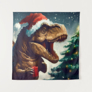 T-Rex zu Weihnachten 1 Wandteppich