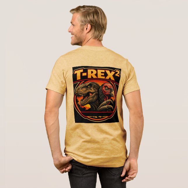 T-Rex zum Quadrat Tri-Blend Shirt (Rückseite voll)