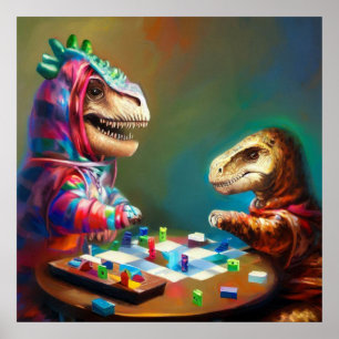 T Rexs Board Games Poster