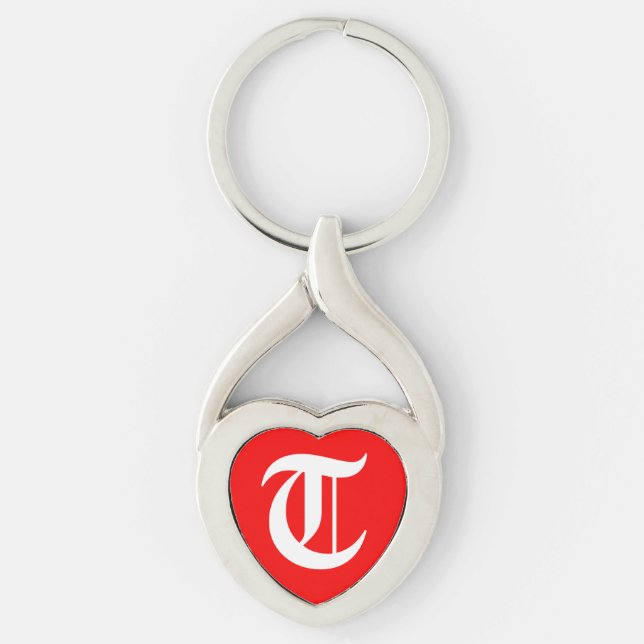 "T" Rotes Herz Schlüsselanhänger (Vorderseite)